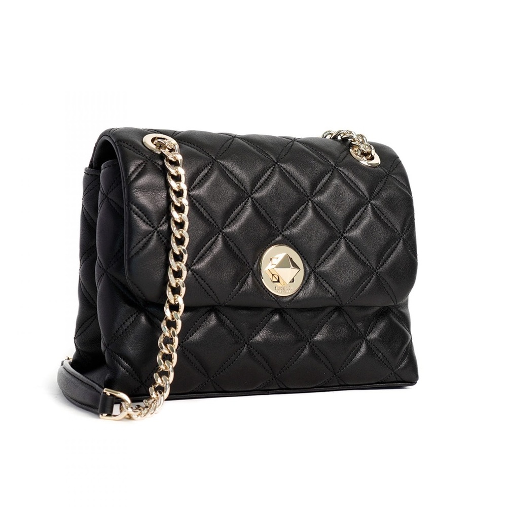 NWT Kate Spade black and gold Small Flap Quilted crossbody purse